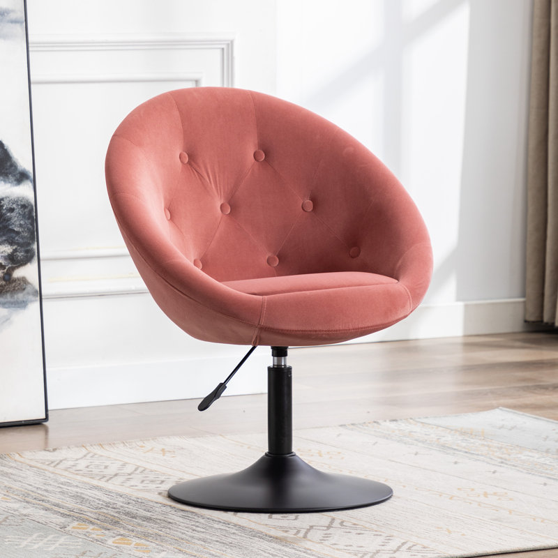 Velvet Swivel Barrel Chair, Pink