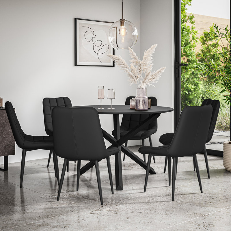Darcus 6 - Person Dining Set, Black/Black/Black
