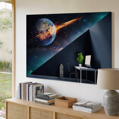 Toile dans un tableau cosmique hypnotisant, un trou central noir se dessine, l'horizon de l'évènement défini par un anneau radiant de toile