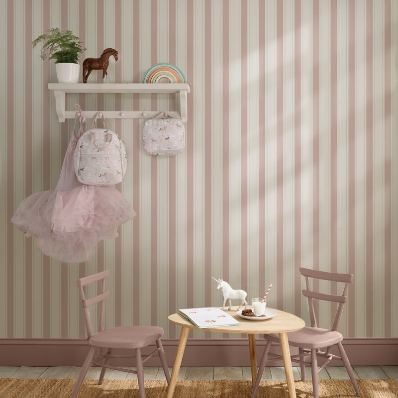 Sophie Allport Oundle Stripe Warm Honey Wallpaper, Pink