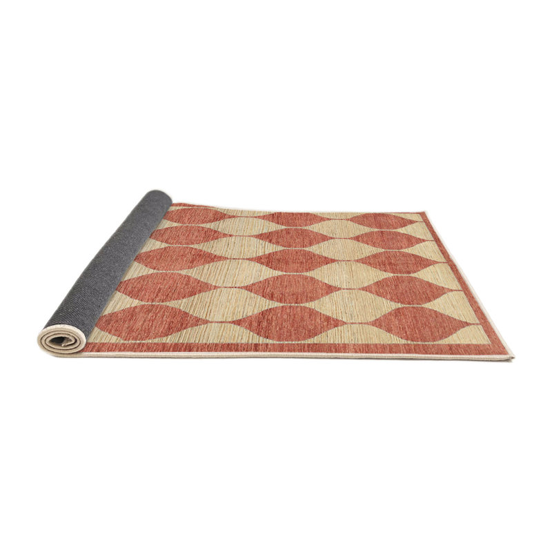 Tapis contemporain rouge / beige, Rectangle 4 pi x 6 pi