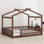 Structure de lit en bois avec clôture-709526563