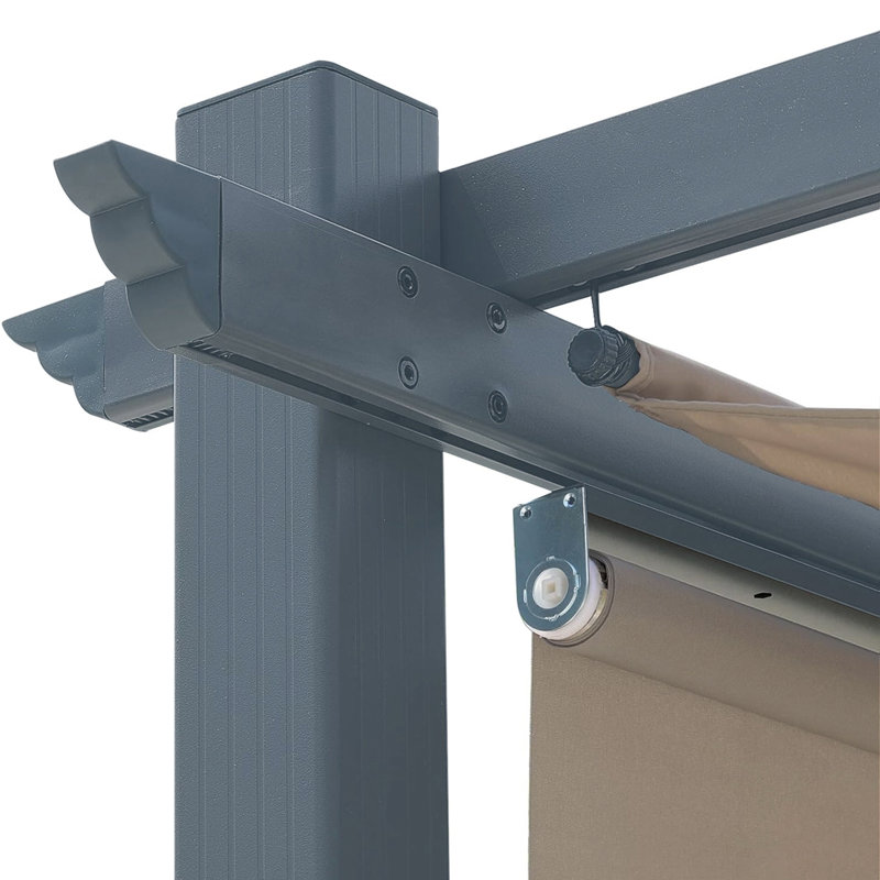 Pergola en aluminium avec auvent Aoodor, Brun, Bordure de jardin x 10 pi,
