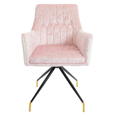 Genesis Vanity Chair with 360 Degrees Swivel Seat, Button Tufted Velvet Cushioned Chair Slim Legs