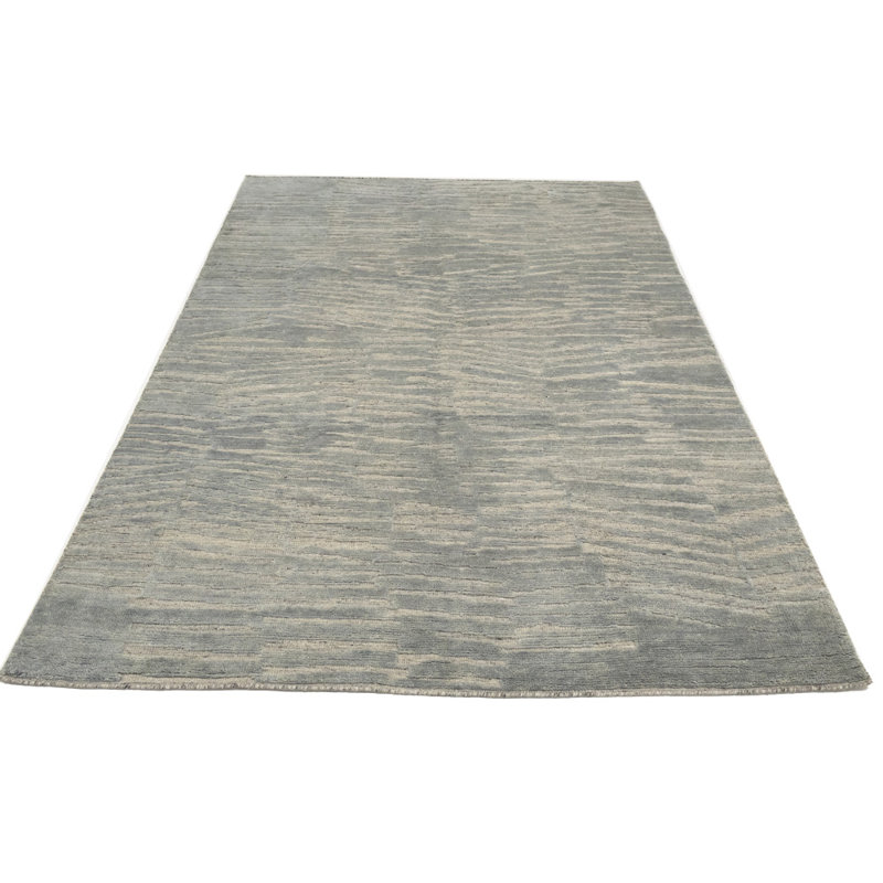Tapis oriental gris abstrait moderne 6 x 9
