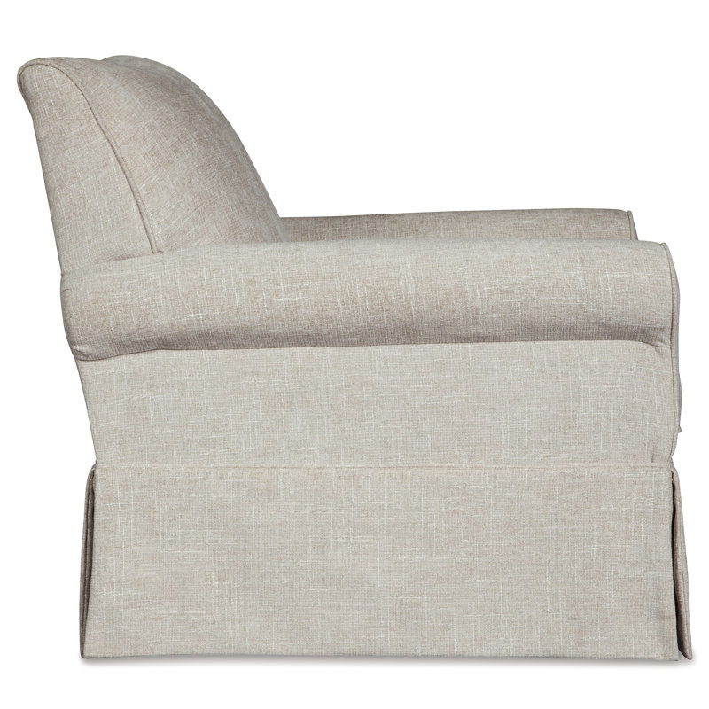 Quartz Beige Swivel Glider Accent Chair with Metal Frame