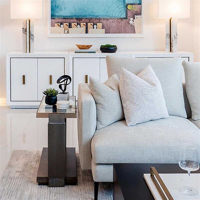 Axis Glass End Table, Dove Gray