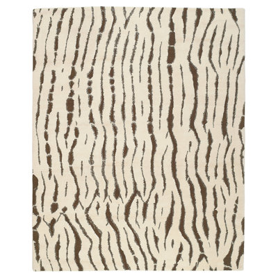 Kilimanjaro Wool Area Rug in Ivory/Black