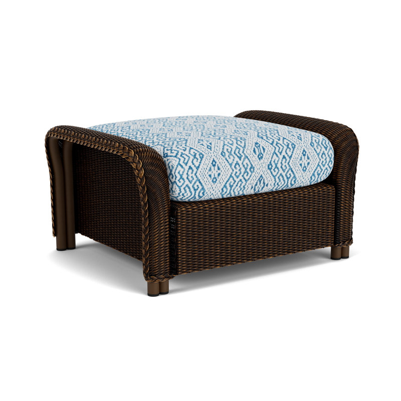Reflections Outdoor Ottoman, White, Hickory