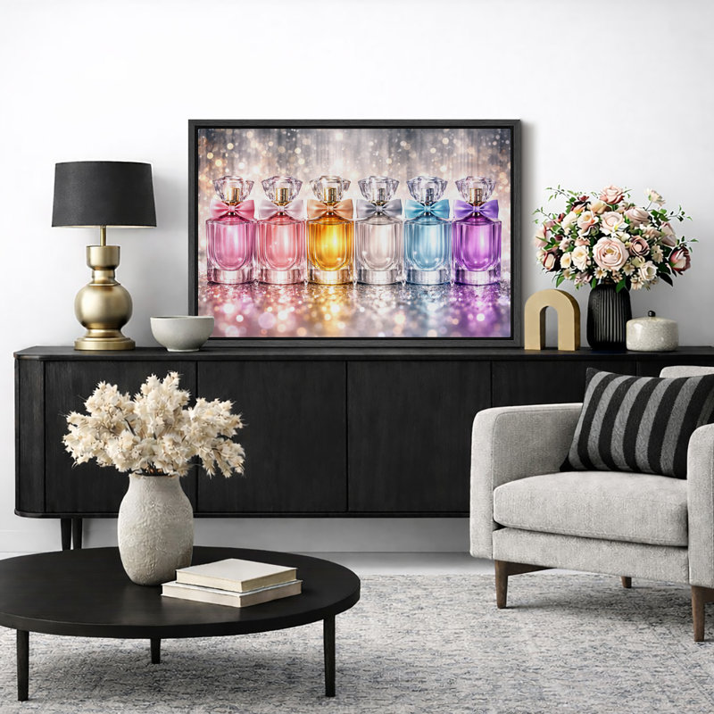 Perfume Bottle Art, impression de parfum de luxe, impression encadrée sur toile, impression sur toile, Cadre noir