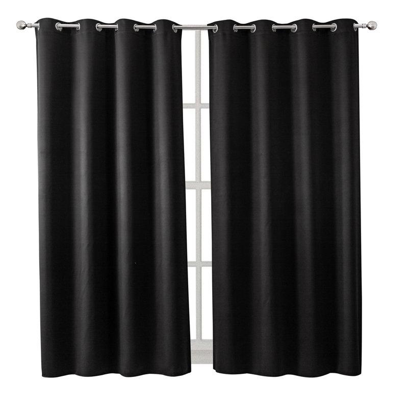 Polyester Blackout Curtain, Black, 52" W x 84" L