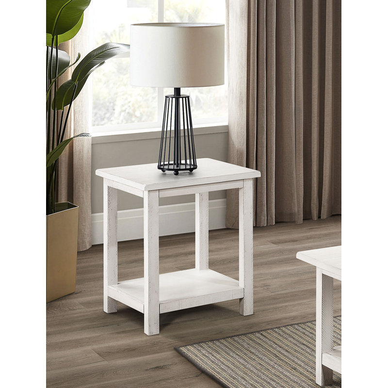 Table de bout en bois Stenson, Blanc