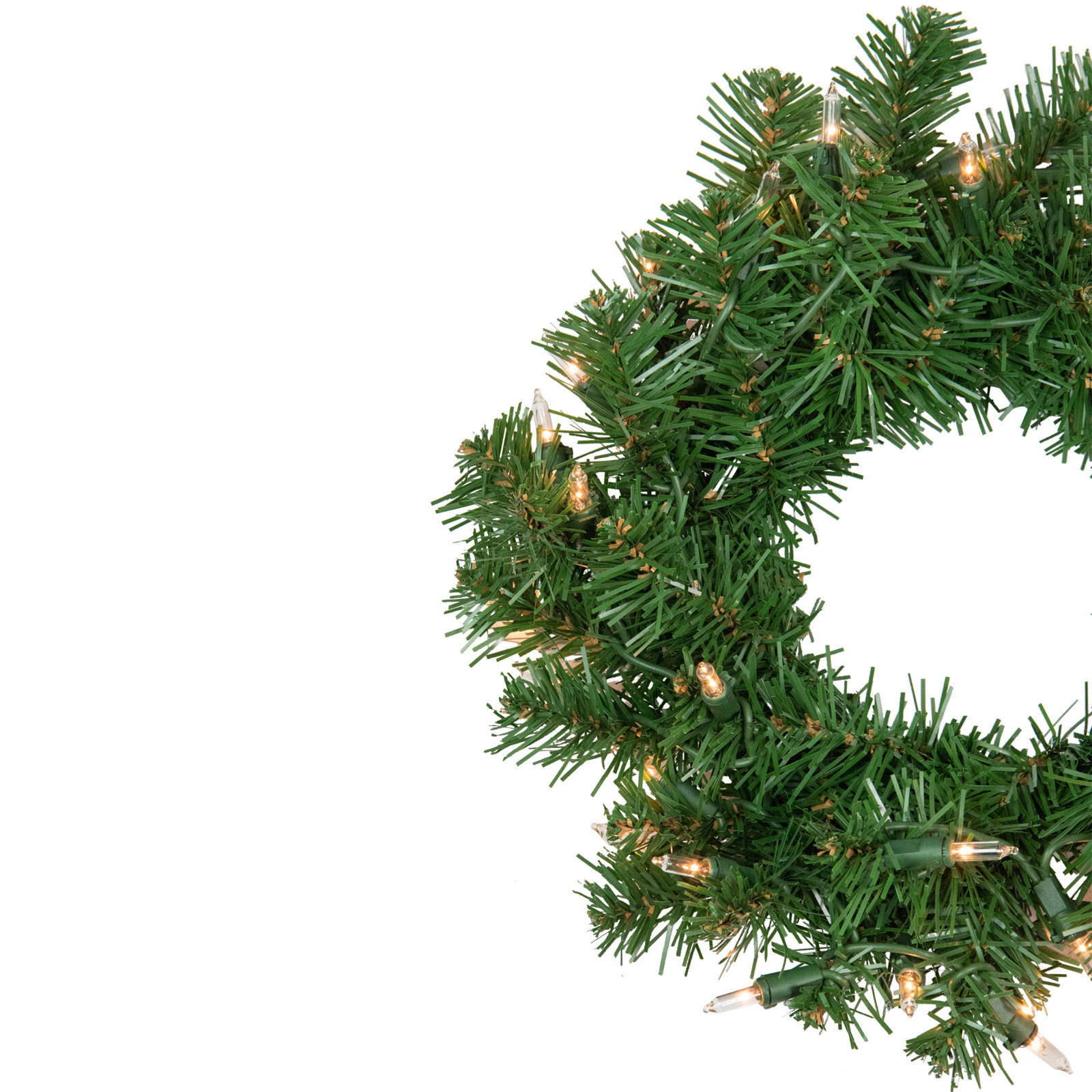 Pre-Lit Pine Wreath, 16" H x 16" W x 2" D