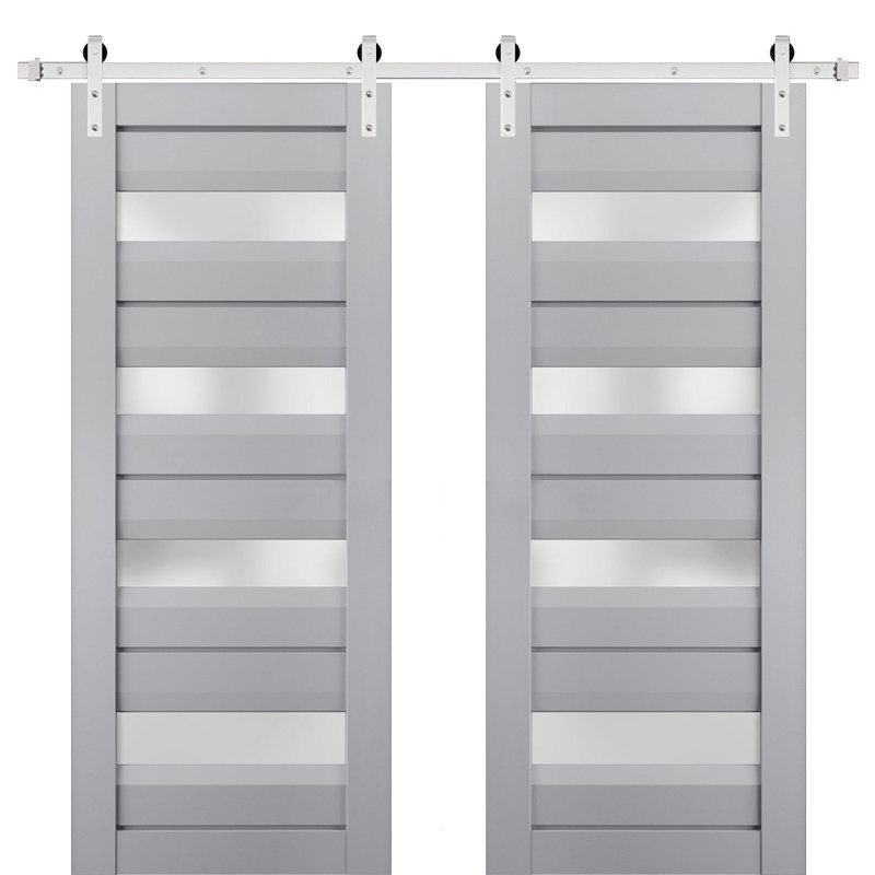 Portes de grange en bois givré Veregio, 72 po x 80 po, Gris