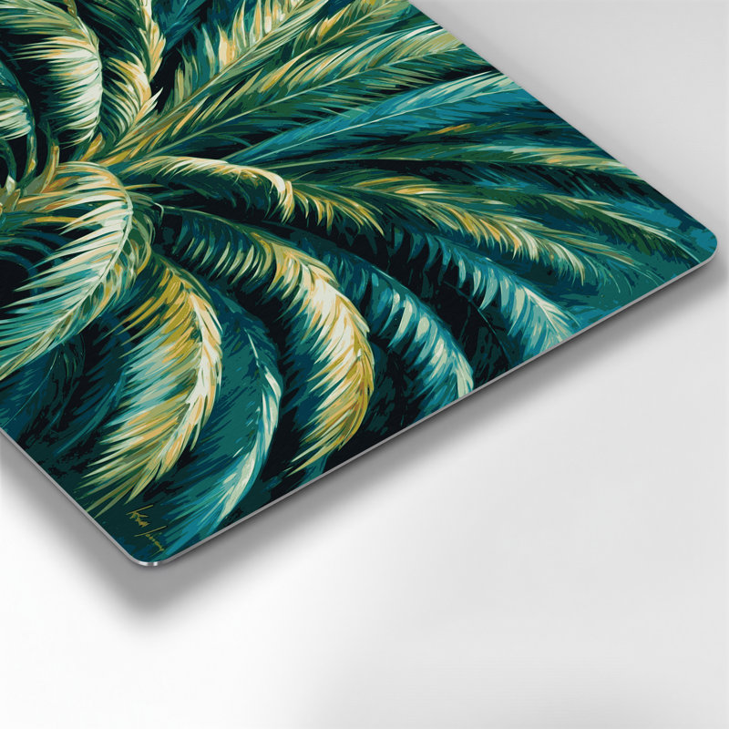 «Hawaiian Fan Palm», art mural en métal bleu, H 11 po x l 14 po