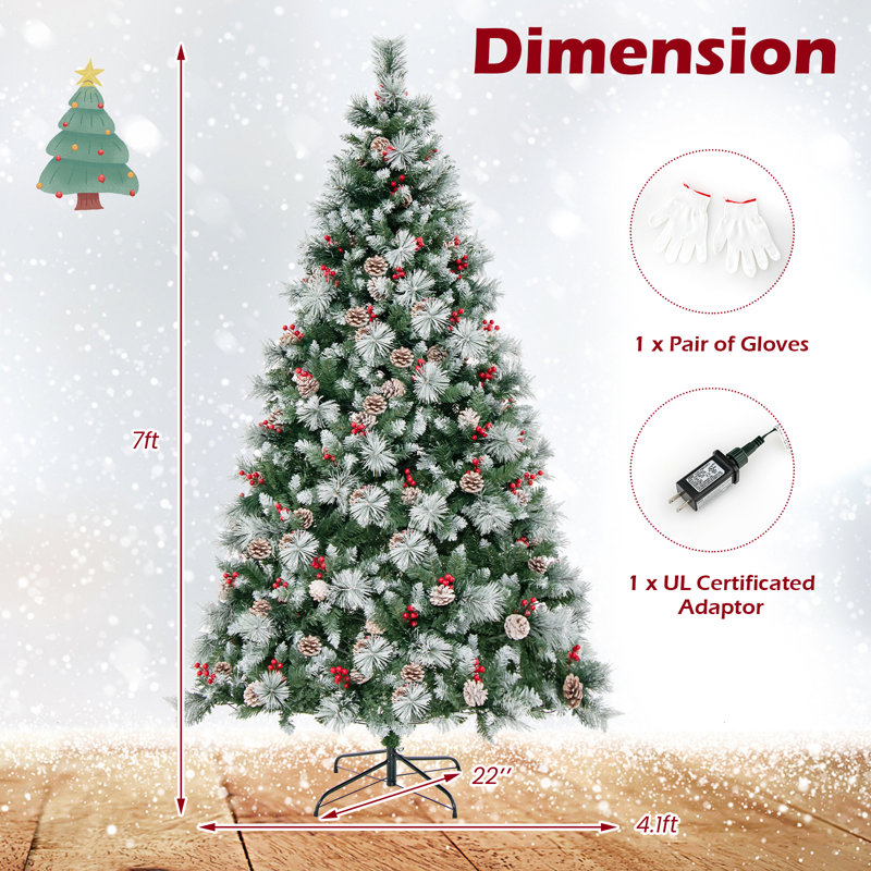 Arbre de Noël artificiel enneigé 7 pi Jalaya - support inclus