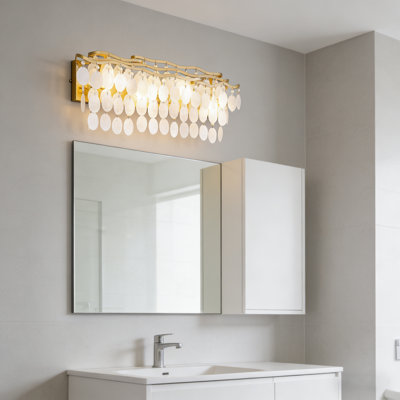 4-light Capiz Shell Vanity Light Wall Sconces Bathroom Light Fixtures
