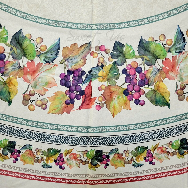 Wipeable Spill Resistant French Acrylic Coated Floral Tablecloth Round