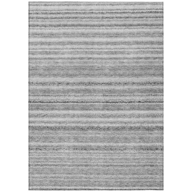 Tapis intérieur lavable rayé argenté 10 pi x 14 pi