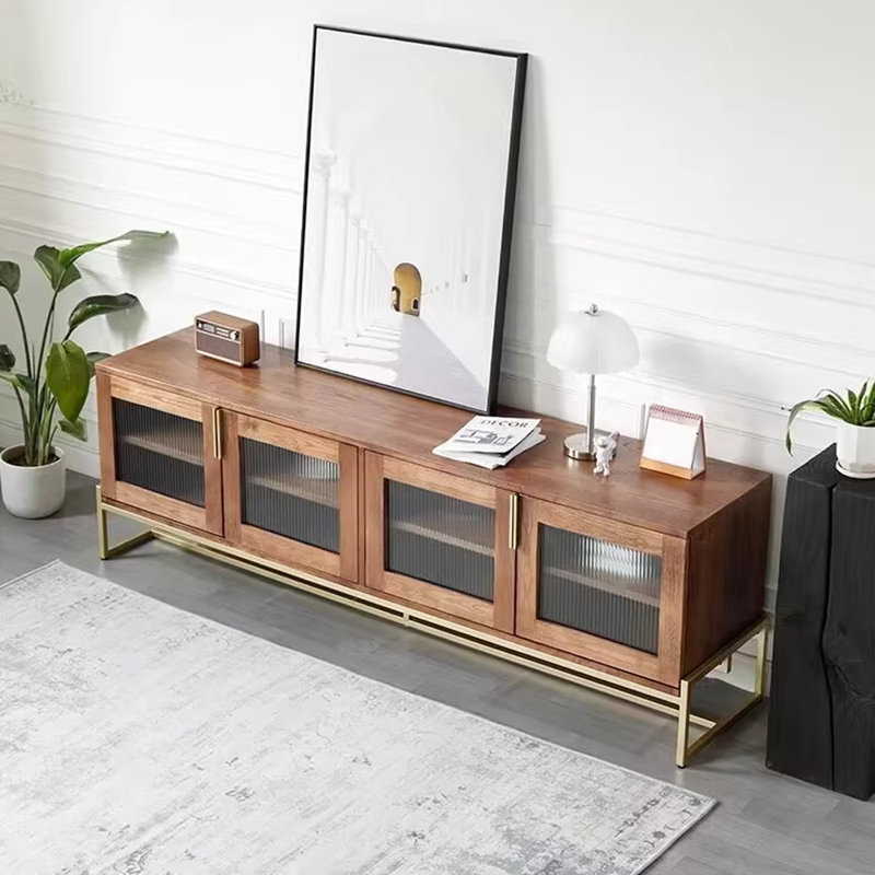 Meuble télé compact en noyer noir, H 25,59 po x L 70,86 po x l 17,71 po
