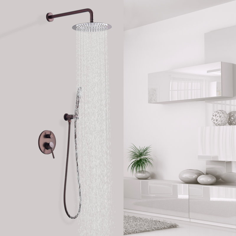 Système de douche complet avec valve brute, Bronze huilé