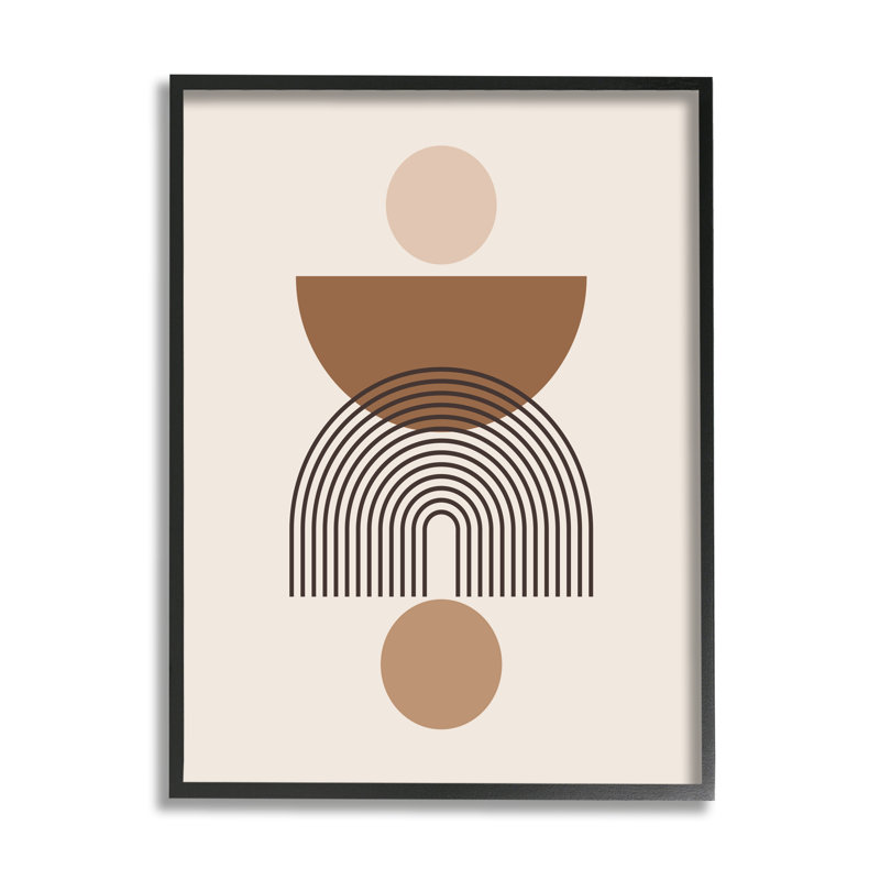 Brun et beige, formes sur bois, impression, Giclée encadrée noir minuit, H 20 po x l 16 po x P 1,5 po