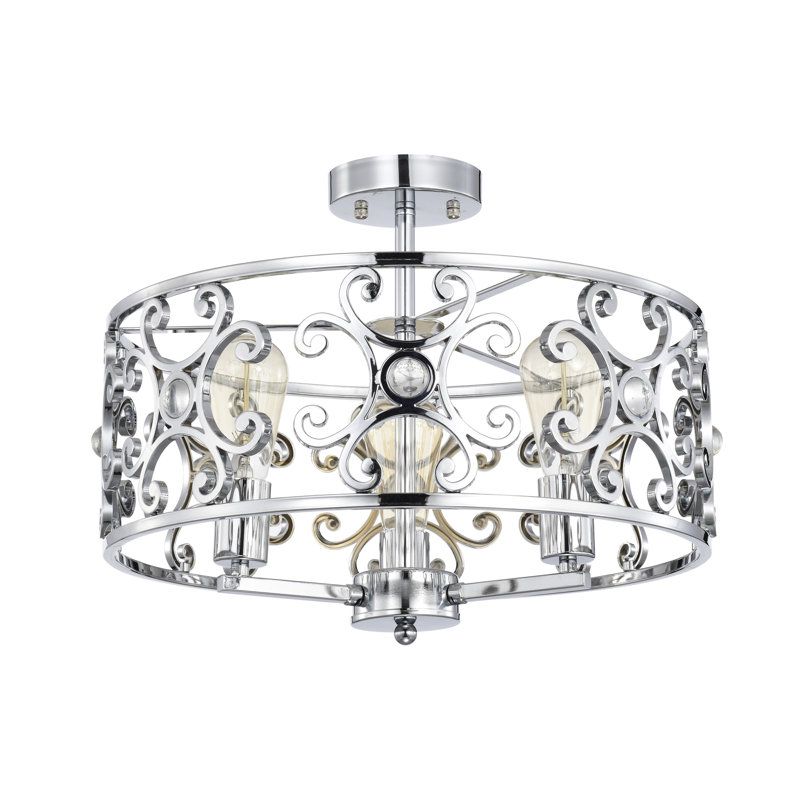Shawnigan 3 - Light 17.72'' Simple Drum Semi Flush Mount, Chrome