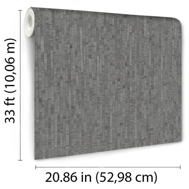 Papier peint imitation paille naturelle, Gris foncé
