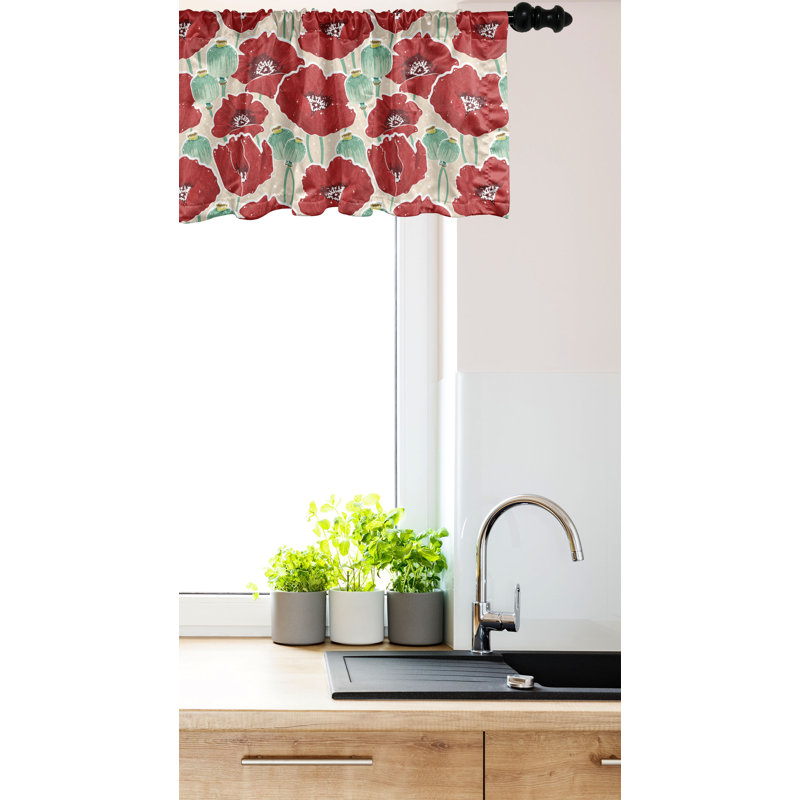 Ambesonne coquelicot cantonnière lot de 2 art printanier vert menthe beige, L 54 po x L 12 po