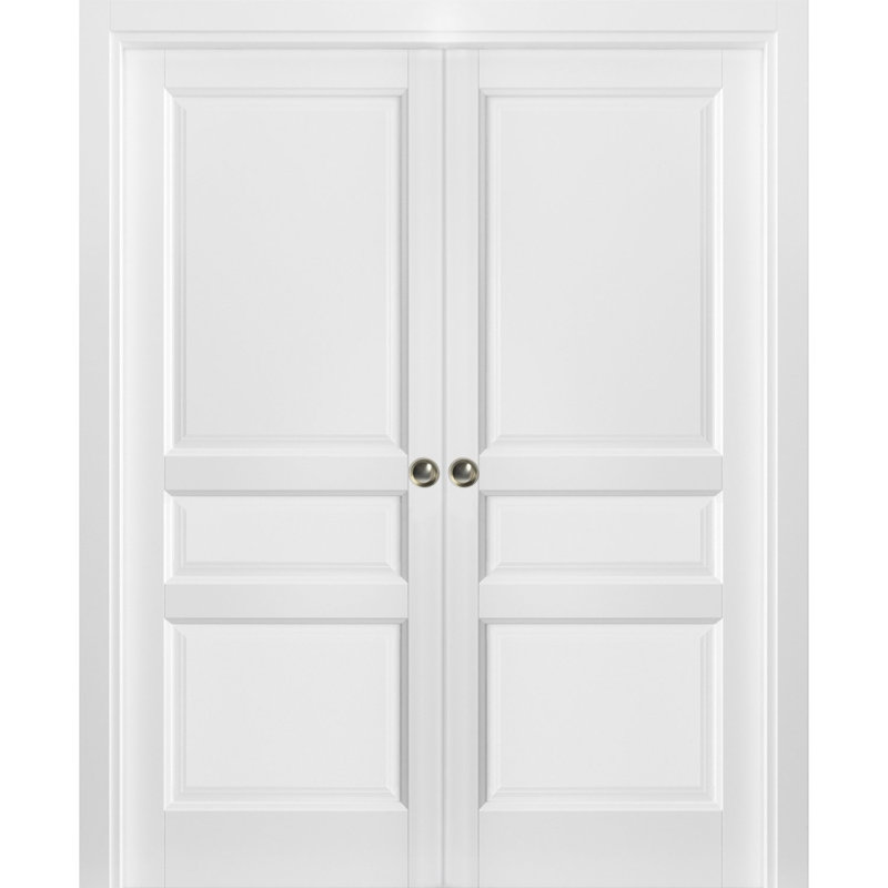 Portes blanches à panneau coulissant Lucia, 84 po x 80 po