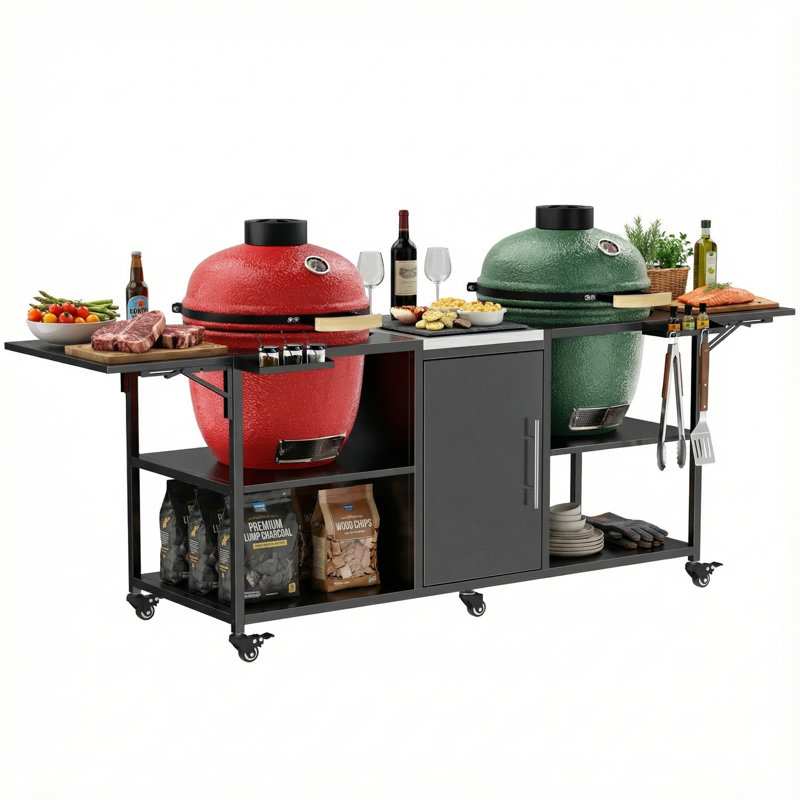Table de barbecue d'extérieur pour barbecue double Big Green Egg