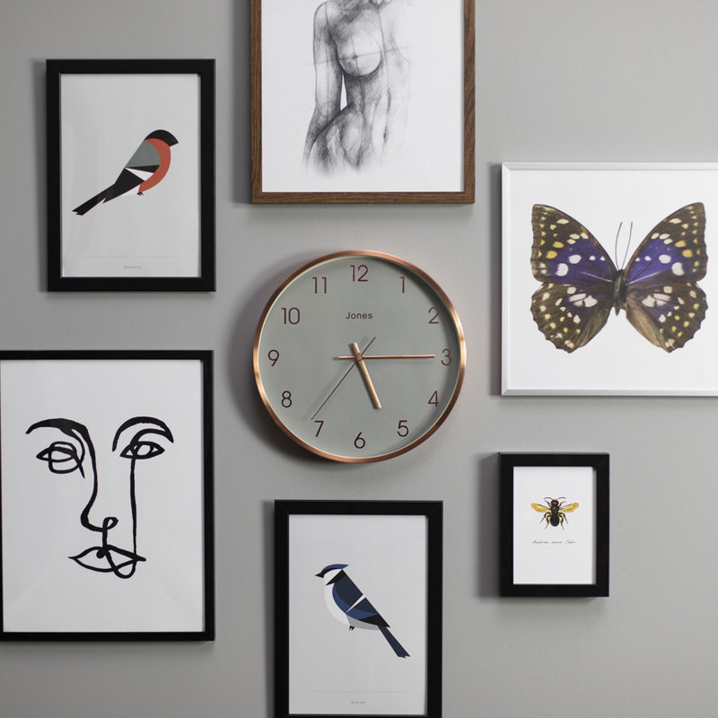 Metal Wall Clock, Brushed Rose Gold