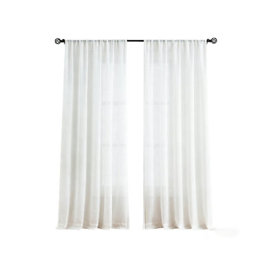 Linen Blend Semi Sheer Curtain Panel Pair