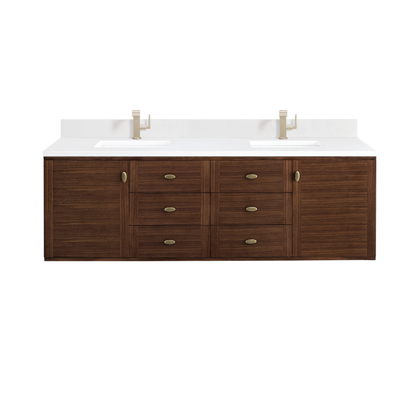 Amberly 72'' W Double Vanity, White Zeus, 8" Widespread