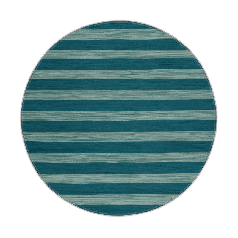 HorizontalStripes Green Indoor and Outdoor Area Rug, Rectangle 3' x 5'