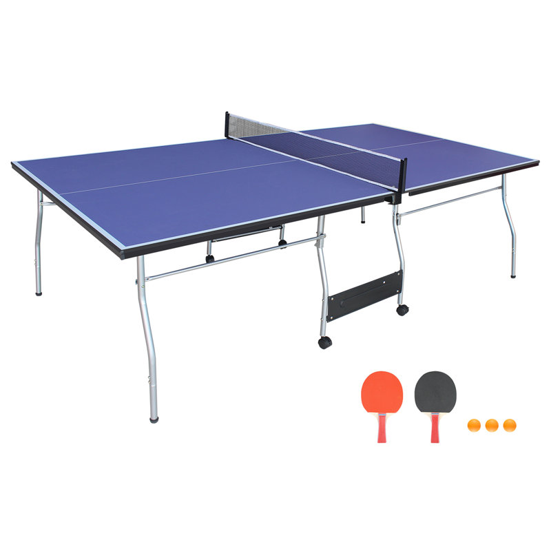 Mid-Size Table Tennis Table Foldable & Portable Ping Pong Table Set for Indoor Games with Net