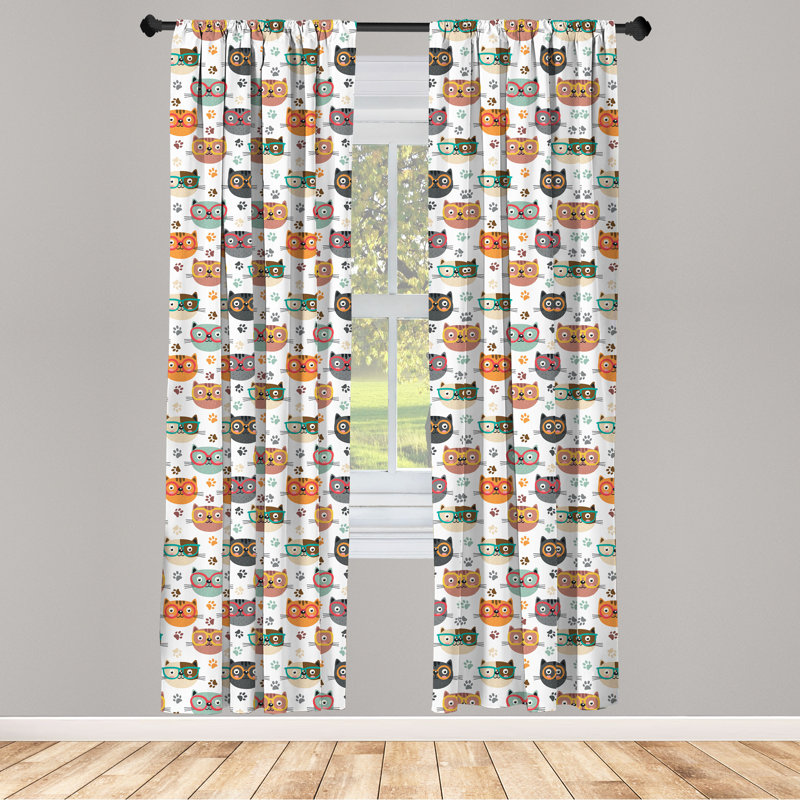 Cats Semi-Sheer Rod Pocket Sliding Panel, 28" x 84"
