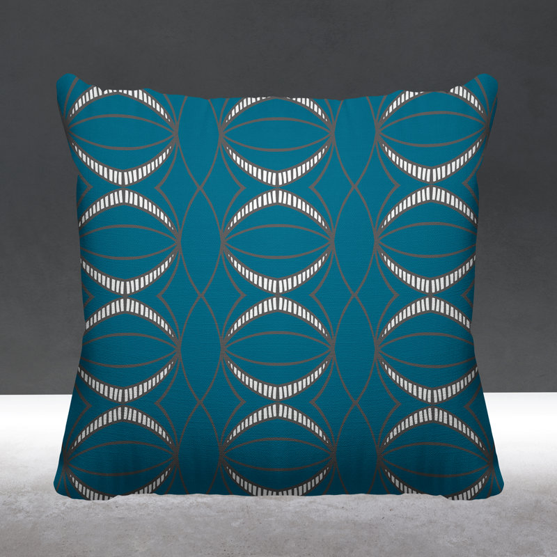 Coussin décoratif intérieur / extérieur Samira, Turquoise, L 17 po x H 17 po