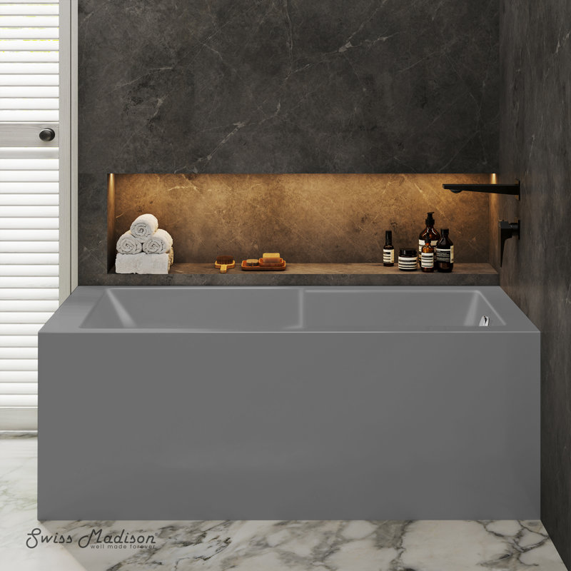 Baignoire de coin Claire, Gris mat, Oui