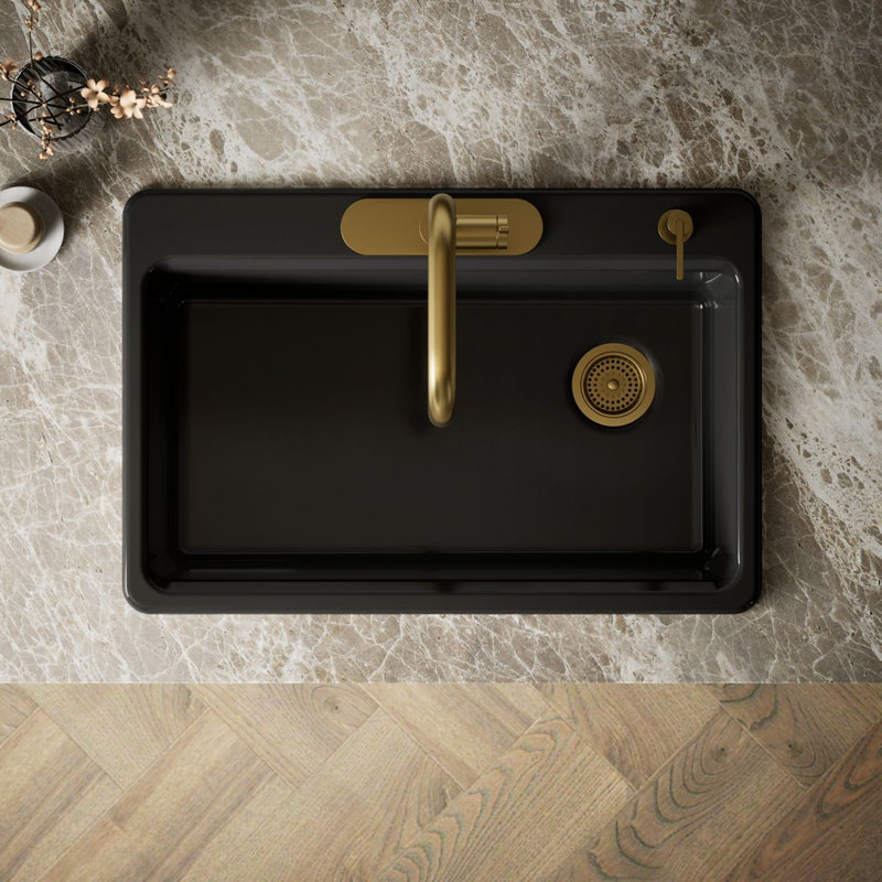 Riverby 33" Top-Mount Single-Bowl Kitchen Sink, Black, 4 hole