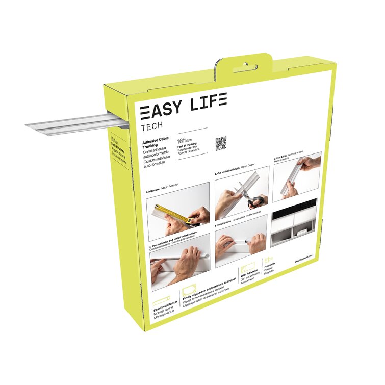 Easylife Tech Cable Management Kit 10 ft White 0.98 x 0.63 x 30 inch