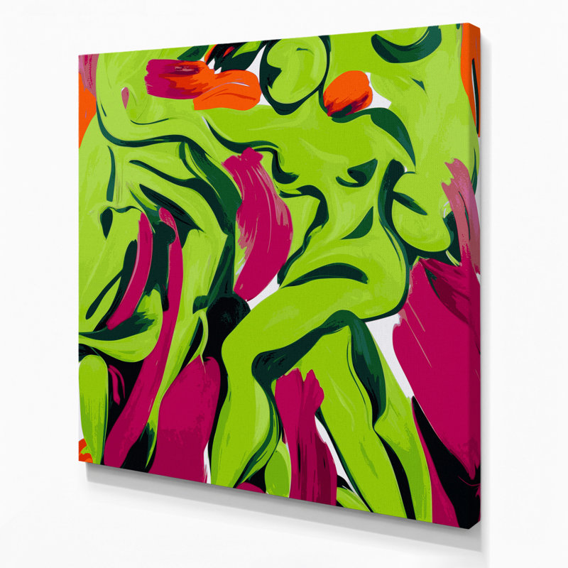 Art mural abstrait sur toile vert figuratif, H 8 po x l 8 po