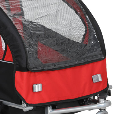 Elite 360 Swivel Bike Trailer for Kids Double Child Two-Wheel Bicycle Cargo Trailer With 2 Security Harnesses, Red