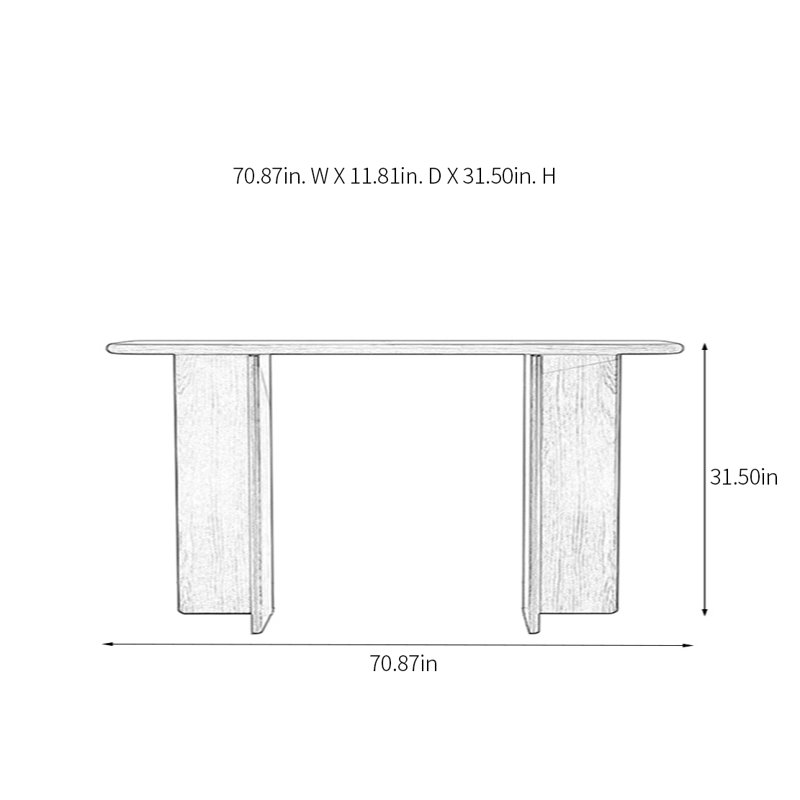 Console Minimalist, H 31,5 po x l 70,87 po x P 11,81 po, Noir, noir, noir, noir