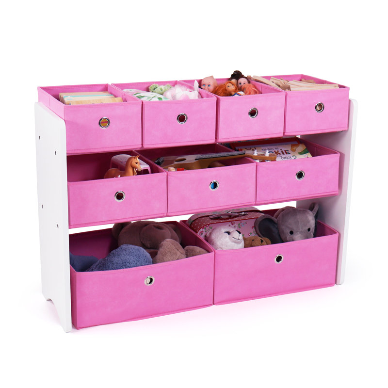 Milas Toy Organizer with Bins, Pink