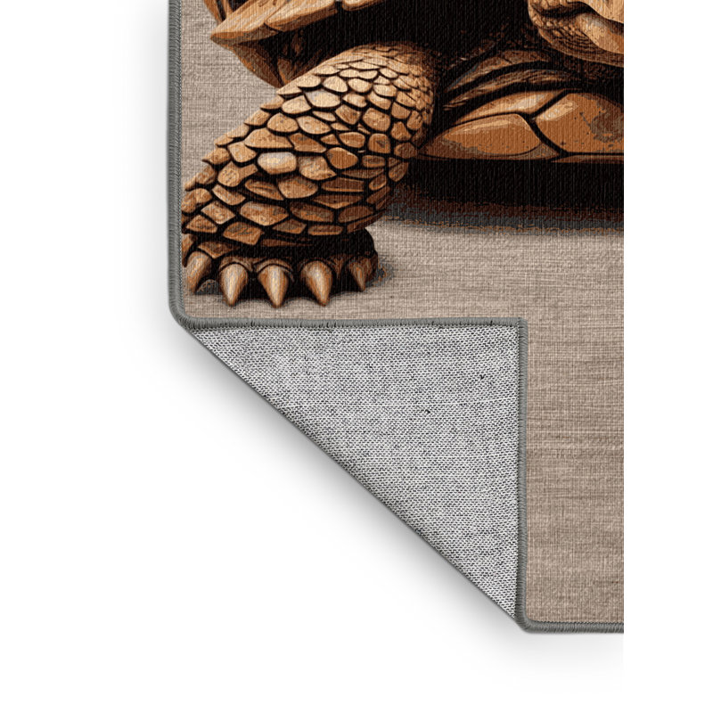 Washable African Spurred Tortoise Wildlife Area Rug, Rectangle 5' x 8'
