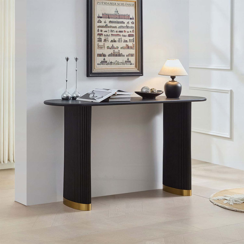 Console moderne avec pieds en acier inoxydable, Noir