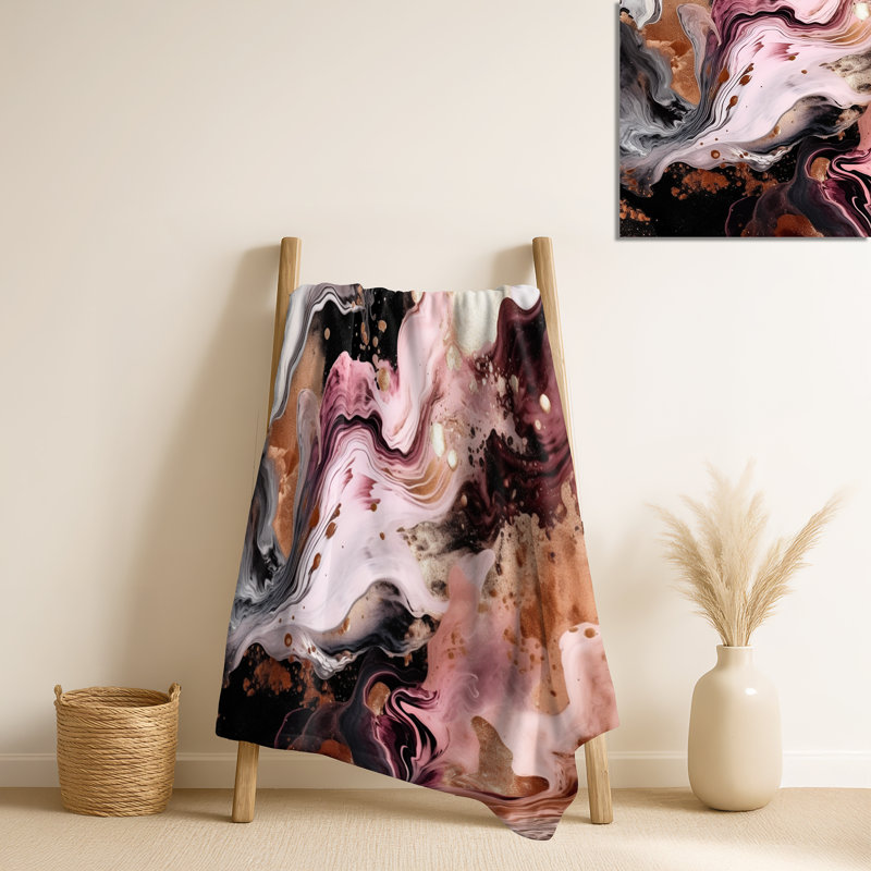 Jeté rose et noir Agate I - Abstrait