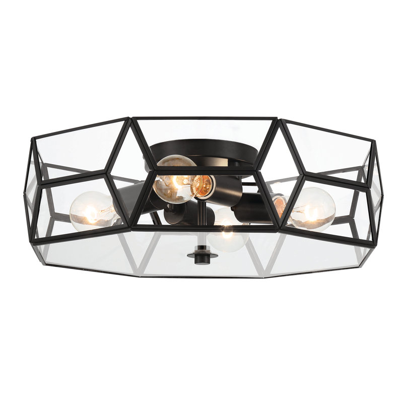Anely 4 - Light 46cm Unique/Statement Geometric Flush Mount Light, Black