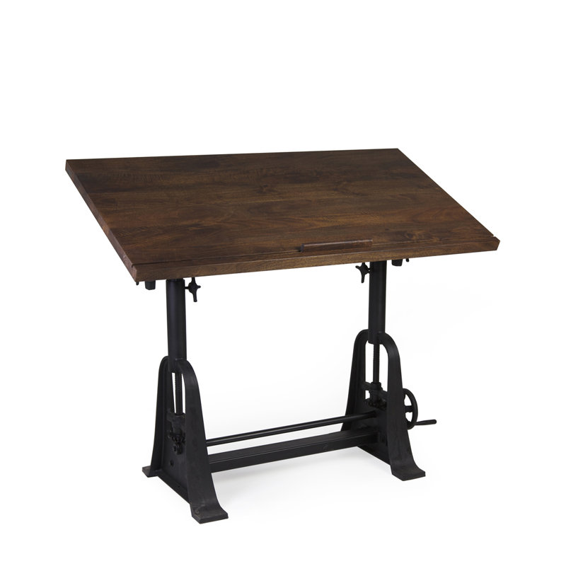 Adjustable Height Solid Wood Iron Drafting Table
